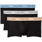 Calvin Klein LOW RISE TRUNK 3Pk Erkek Boxer, Black Bodies w/Gulf Blue/Light Cas, XL