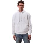 Calvin Klein LS 350TERRY EU WHSL BADGE HOODIE Erkek Sweatshirt, Beyaz, S