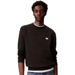Calvin Klein LS EU 350TERRY BADGE CREWNECK SW Erkek Sweatshirt, Black, XL