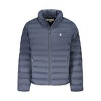 Calvin Klein LS NYLON LT WT HOODED FZ PUFFER Erkek Ceket, Mavi, L