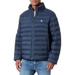 Calvin Klein LS NYLON LT WT HOODED FZ PUFFER Erkek Ceket, Mavi, S