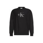Calvin Klein LS PREMIUM TERRY MONOLOGO CN SWT Erkek Sweatshirt, Black, XS