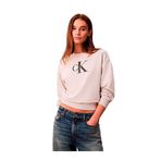 Calvin Klein Monologo Uzun Kollu Rahat Kesim Penye Bisiklet Yaka Gri Sweatshirt, S, P62102S1479, GRİ, kadın