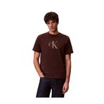 Calvin Klein Normal Kesim Yuvarlak Yakalı CK Logo Baskılı Pamuklu Kısa Kollu T-Shirt, XL, LV04RB862G, Kahverengi, Erkek