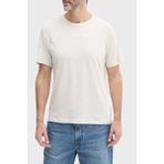 Calvin Klein Pamuk ve Keten Karışımlı Regular Fit Bisiklet Yaka T Shirt KM0KM01138ADA Erkek T Shirt KM0KM01138 Ada - Krem