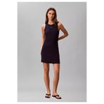 Calvin Klein Pamuklu Kolsuz Mini Elbise, M, LV047F235G, Lacivert, Kadın
