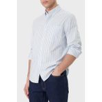 Calvin Klein Pamuklu Regular Fit Çizgili Uzun Kollu Gömlek LV04RF100GC32 Erkek Gömlek LV04RF100G C32 - Mavi - Beyaz