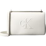 Calvin Klein Sculpted Flap Omuz Çantası, Standart, LV04K3035G, Beyaz, Kadın