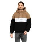 Calvin Klein Sherpa Blocking Erkek Kapüşonlu Sweatshirt, Siyah, M Beden