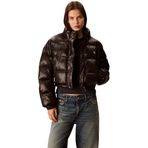 Calvin Klein Shine Crop Puffer Jacket Kadın Ceket, Siyah, Xs