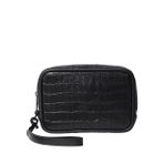 Calvin Klein Siyah Erkek Deri Traş Çantası CROC EMBOSSED WASHBAG W/ HANDLE