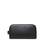Calvin Klein Siyah Erkek Deri Traş Çantası EMBOSSED EMBLEM WASHBAG