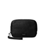 Calvin Klein Siyah Erkek Deri Traş Çantası EMBOSSED WOVEN ZIP POUCH