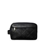 Calvin Klein Siyah Erkek Deri Traş Çantası XL EMBLEM AOP EMBOSS DOPP KIT