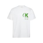 Calvin Klein Ss 20S Eu Ck Overlap Graphic Tee Erkek Bisiklet Yaka T-Shirt Beyaz