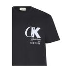 Calvin Klein Ss 20S Eu Ck Overlap Graphic Tee Erkek Bisiklet Yaka T-Shirt Siyah
