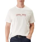 Calvin Klein SS 30S WHSL CK NYC GRAPHIC TEE Erkek T-shirt, White Greige, M