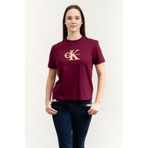 Calvin Klein SS Classic Monologo Metallic Cne Kadın Bisiklet Yaka T-Shirt Mor
