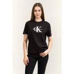 Calvin Klein SS Classic Monologo Metallic Cne Kadın Bisiklet Yaka T-Shirt Siyah