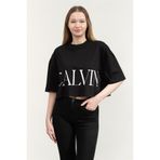 Calvin Klein Ss Cropped Graphic Kadın Bisiklet Yaka T-Shirt Siyah