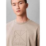 Calvin Klein Ss Rlxd Premium Interlock Emblem T-Shirt, M, LV04LE200G2GB, Krem, Erkek