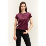 Calvin Klein SS Velour Logo Tee Kadın Bisiklet Yaka T-Shirt Mor