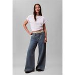 Calvin Klein Ss Woven Label Oversized Tee Kadın Bisiklet Yaka T-Shirt Beyaz