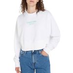 Calvin Klein Stacked Institutional Crewneck Beyaz Kadın Sweatshirt