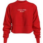 Calvin Klein Stacked Institutional Crewneck Kırmızı Kadın Sweatshirt