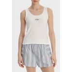 Calvin Klein Streç Pamuklu Yuvarlak Yaka Logolu Atlet LV00QS7603100 Bayan Atlet LV00QS7603 100 - Beyaz