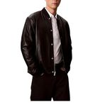 Calvin Klein Suni Deri Ceket, M, 5003296417, Siyah, Erkek