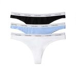 Calvin Klein Thong 3Pk Kadın Çoklu Paket Iç Giyim, Mavi, Xs