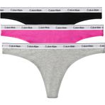 Calvin Klein THONG 3Pk Kadın Tanga, Black/Grey Heather/Stunning Orchid, M