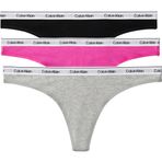 Calvin Klein THONG 3Pk Kadın Tanga, Black/Grey Heather/Stunning Orchid, S