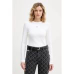 Calvin Klein Uzun Kollu Dokuma Etiketli 2x2 Fitilli Bisiklet Yaka Kadın Beyaz Bluz LV047E205G-YAA