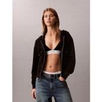 Calvin Klein Uzun Kollu Monogram Havlu Kumaş Kısa Rahat Kesim Kadın Siyah Sweatshirt LV047F208G-UB1