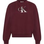 Calvin Klein Uzun Kollu Monologo Penye Rahat Kesim Bisiklet Yaka Sweatshirt, S, CK 2895, Bordo, kadın