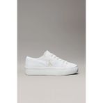 Calvin Klein Vulkanize Flatform Düşük Bilekli Kanvas Monogram Kadın Beyaz Sneaker YW0YW01763-01W