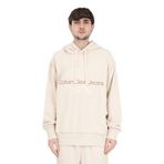 Calvin Klein Wash Monologo Hoodie Erkek Sweatshirt, Bej, L