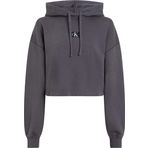 Calvin Klein Washed Woven Label Hoodie Gri Kadın Sweatshirt