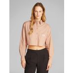Calvin Klein WOVEN LABEL CROPPED SHIRT Kadın Gömlek, Pembe, L