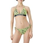 Calvin Klein Yeşil Desenli Bağlamalı Bikini Altı, Yüksek Bel, S Beden