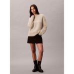 Calvin Klein Yuvarlak Yaka Standart Işlemeli Beyaz Kazak Kadın LV044D359GPD7 - XS