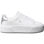 Calvin Klein Yw0yw01929 Düşük Üst ile Kadın Flatform Dantel Up LTH, Beyaz Parlak Beyaz Gümüş, 6.5 UK
