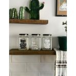 Cam 3lü Dekoratif Erzak Kahve Çay Şeker Kavanozu 1000 cc Coffee Etiketli Kavanoz Seti