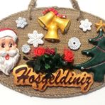 Çam Ağacı, Noel Baba Ve Hoşgeldiniz Yazılı El Yapımı Yılbaşı Kapı Süsü