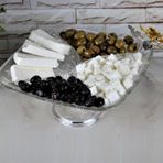 Cam Ayaklı Bölmeli Kare Kelebek Servis Sunum Tabağı