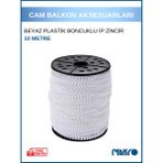 Cam Balkon Plastik Beyaz Boncuklu Ip Zincirleri - 10 Metre