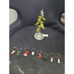 Cam Çam Ağacı Dekoratif Biblo 20 cm ve 8 Yılbaşı Şarap Halkası
