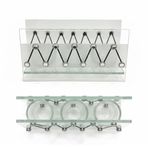 Cam Dekoratif Zikzak Tasarımlı Şamdan 20x9 cm | Tealight ve Banyo Düzenleyici | Modern Ev Ofis Masaüstü Aksesuar